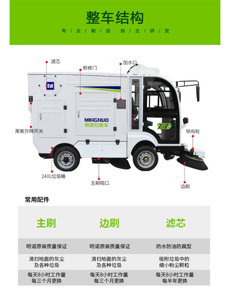 四轮扫路车MN-S1800配备240L标准北屯垃圾桶